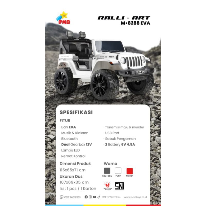 (Free Pelapis Ban) MOBIL AKI MAINAN ANAK JEEP OFF-ROAD PMB M-8288 DUAL M8288 DUAL M 8288 DUAL 8288 EVA 8288 EVA