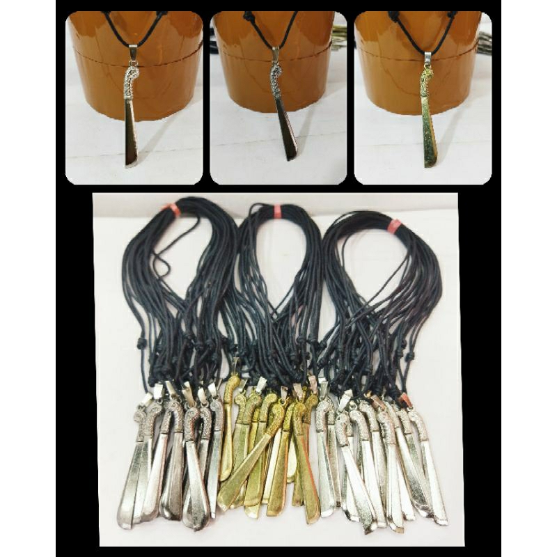 kalung golok tali serut bahan Liontin lapis logam bahan tali kulit