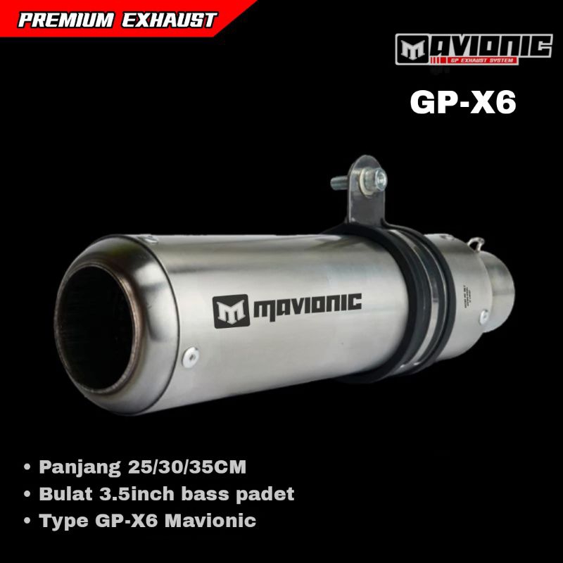 Silincer knalpot mavionic GP-X6 original copy wrx inlet 50/51mm untuk semua motor