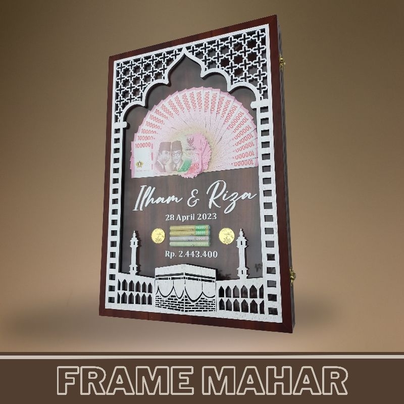 Frame Mahar Bingkai Mahar 20x30 Pernikahan Rustic Lasercut
