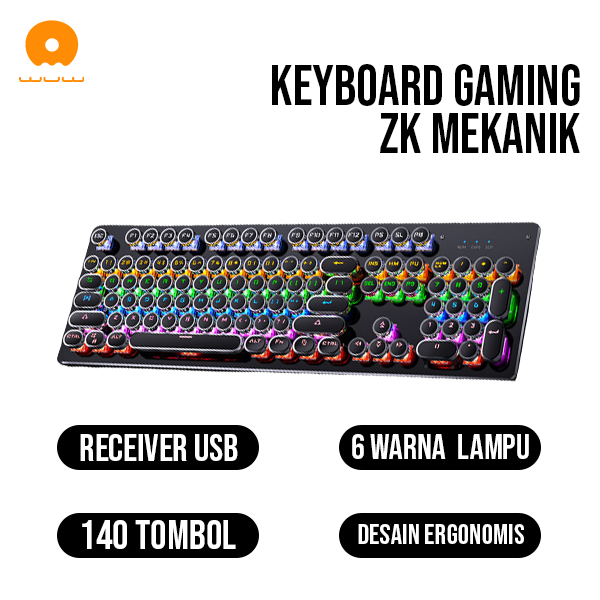 WUW CJKB-ZK Keyboard Gaming Mekanik RGB Colorfull Light