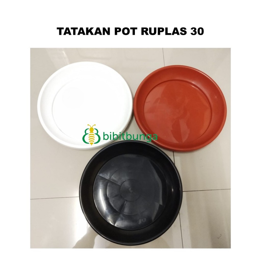 Tatakan Alas Pot Bunga 30cm Tanaman Hias Warna Hitam Cokelat Putih