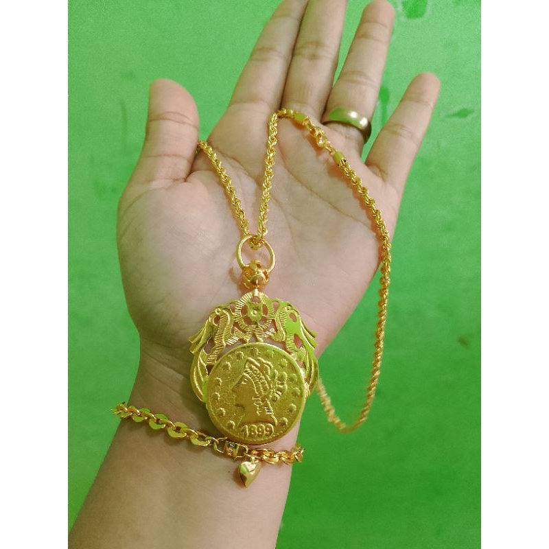 Kalung Rupiah Ringgit bahan logam mesin
