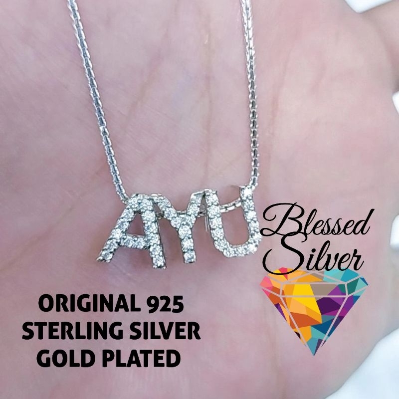 KALUNG PERAK ASLI 925 LAPIS EMAS NAMA AYU