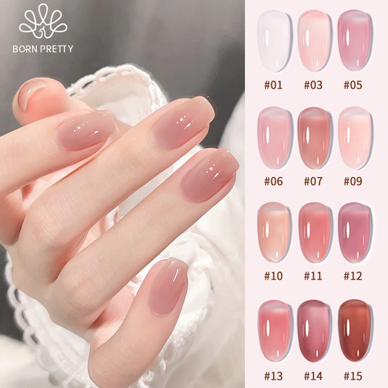 BORN PRETTY Jelly Pink Nail Gel Polish Translucent Color Gel Vernis Semi Permanent UV Kutek Gel Nail