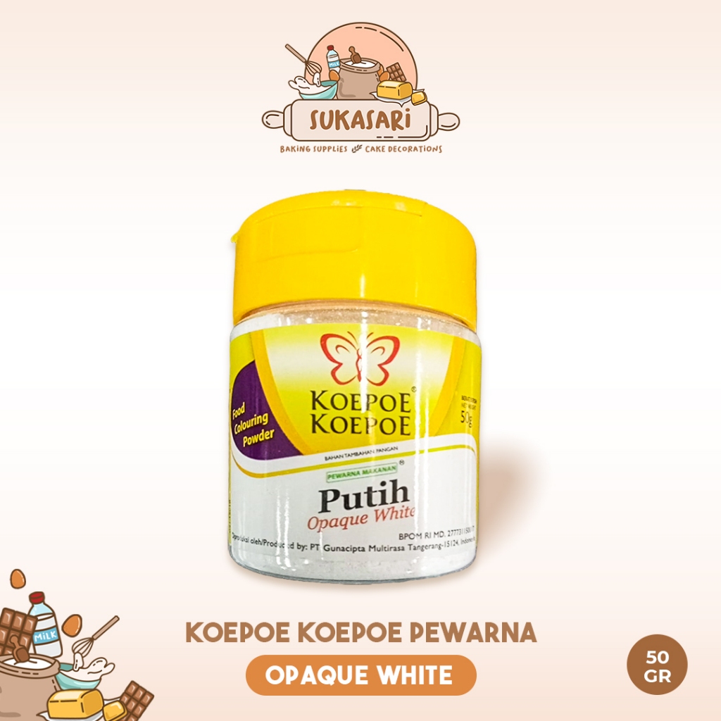 

Sukasari - Pewarna Makanan Koepoe Koepoe Opaque White 50gr / Kupu-Kupu Pewarna Makanan Bubuk Putih / Food Coloring Powder White