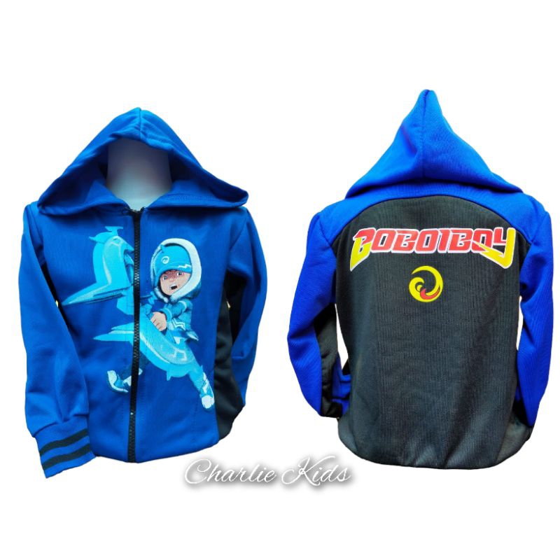 Model Terbaru/Jaket Anak Laki Laki Boboiboy Bahan Fleece/Kids Jacket/Jaket BoBoiBoy Ice Arrow Blue/J