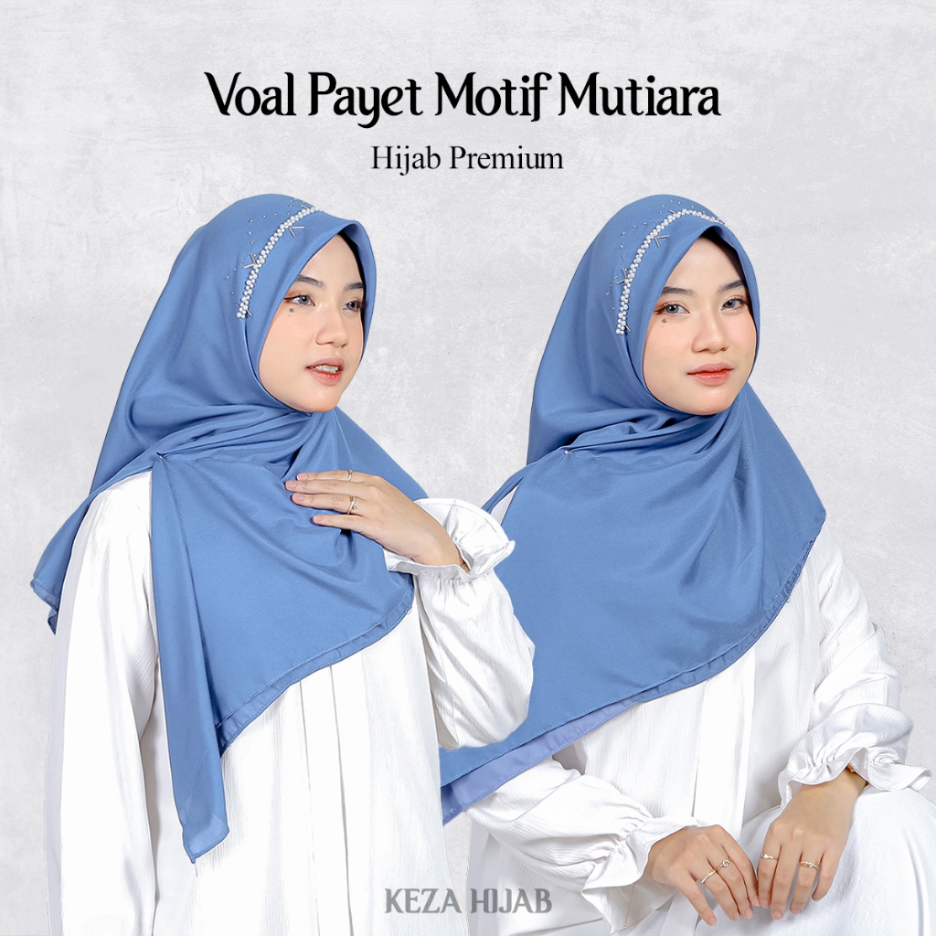 Keza - Segiempat Voal Paris Mutiara Payet/Hijab Voal Payet Mutiara/Segi empat Premium Kondangan