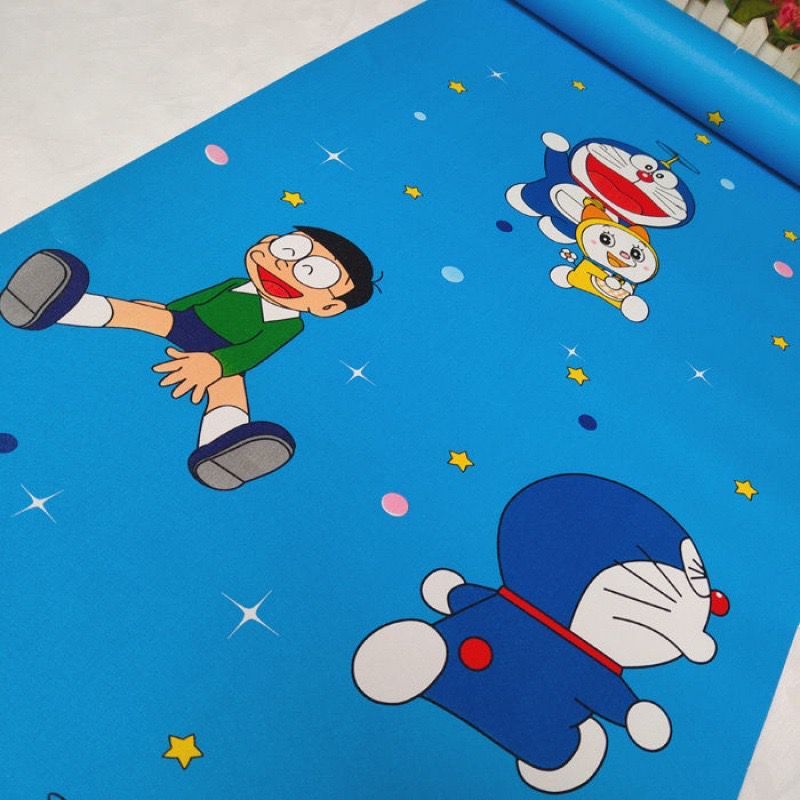 Wallpape Dinding Kamar Tidur Anak Cowok Motif Doraemon