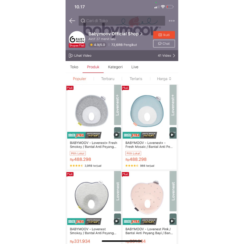 BABYMOOV - Lovenest+ Fresh Smokey / Bantal Anti Peyang Bayi / Bantal Bayi (PRELOVED)