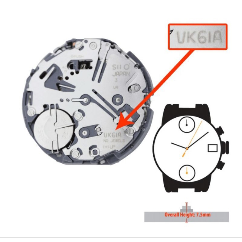Mesin Jam Tangan Seiko Japan VK61A VK 61 A Chrono Original
