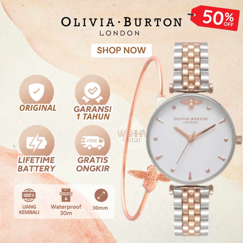 [ORIGINAL]-[COD] ✅ Jam Tangan Wanita Olivia Burton OB16AM93 Mini Bee Silver [BERGARANSI]