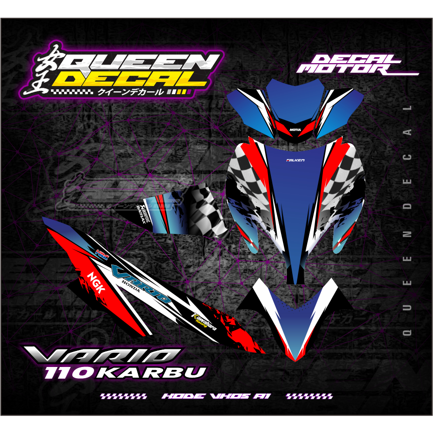 Decal Stiker Fullbody Vario 110 CW Karbu Tahun 2006 2007 2008 2009 2010 2011 - VK