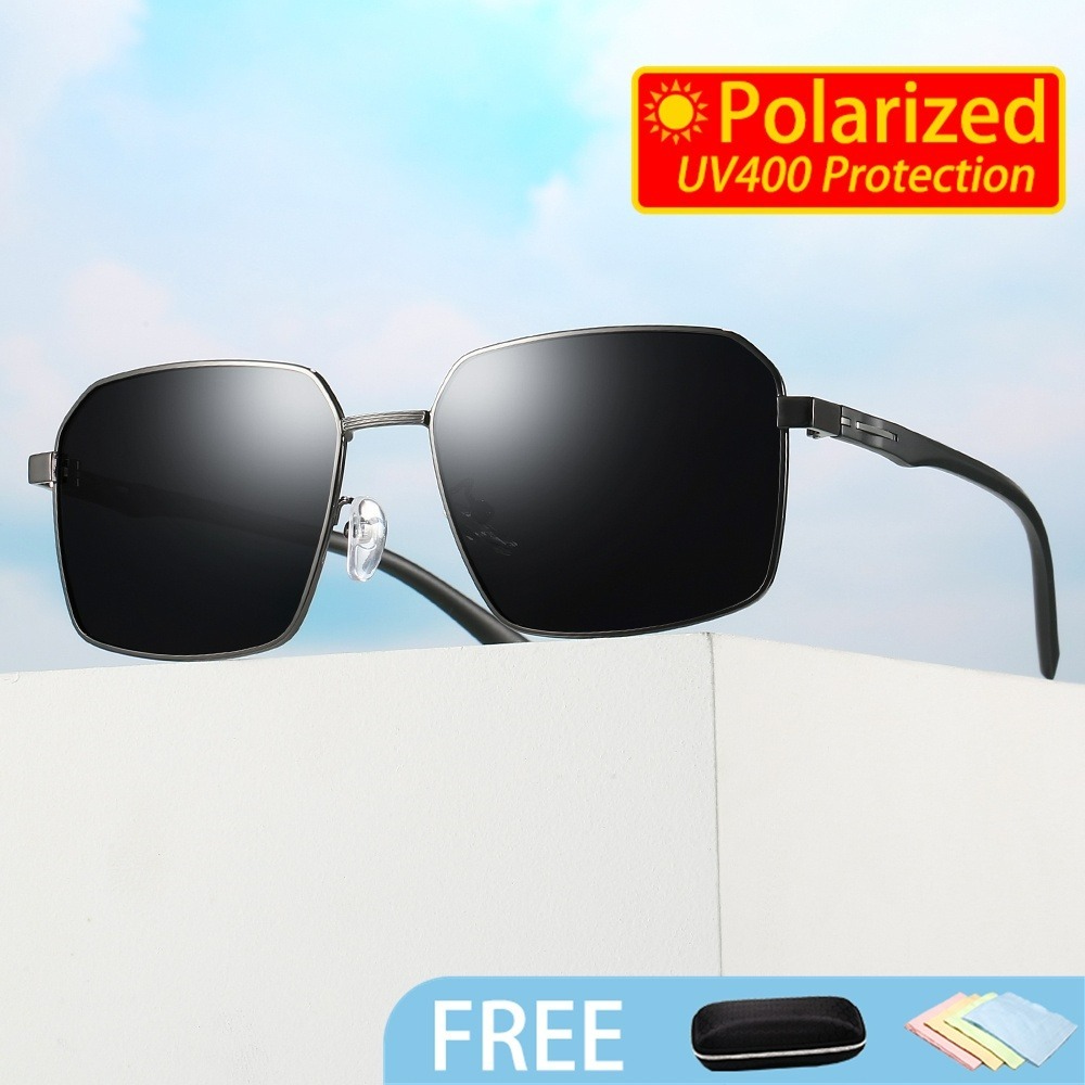 Frame Anti Sinar matahari uV400 Kacamata Hitam Polarized Pria Cowok Wanita Keren Elastik TR90 Besi K