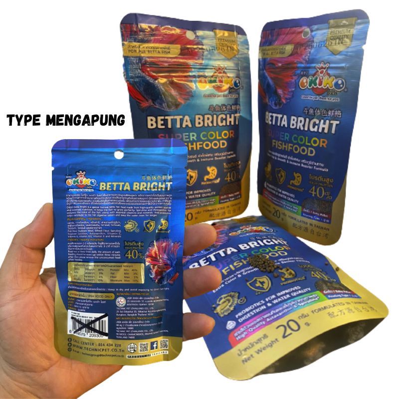 Betta Bright Okiko Pakan Makanan Ikan Pelet Betta Food Super Color Fish Food 20g