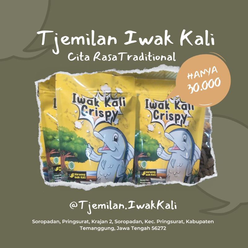 

Iwak Kali Tjemilan Cemilan Tradisional Waroeng Iwak Kali Kemasan Premium Varian Wader, Udang Sungai, Cehtul