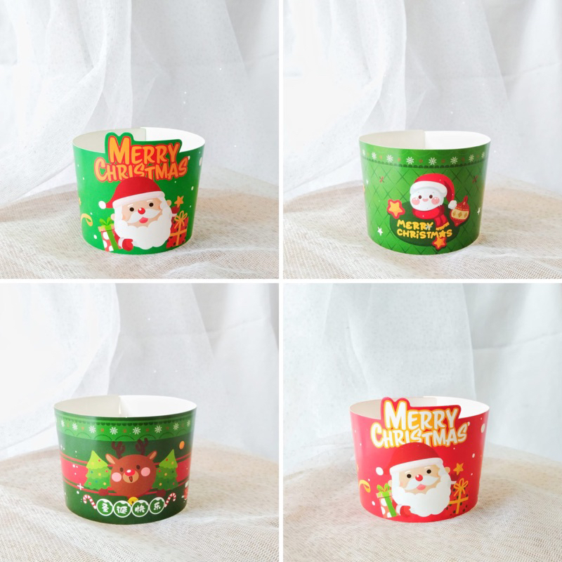 

NA22 - Paper Belt Cup cake Natal Merry Christmas 10pcs