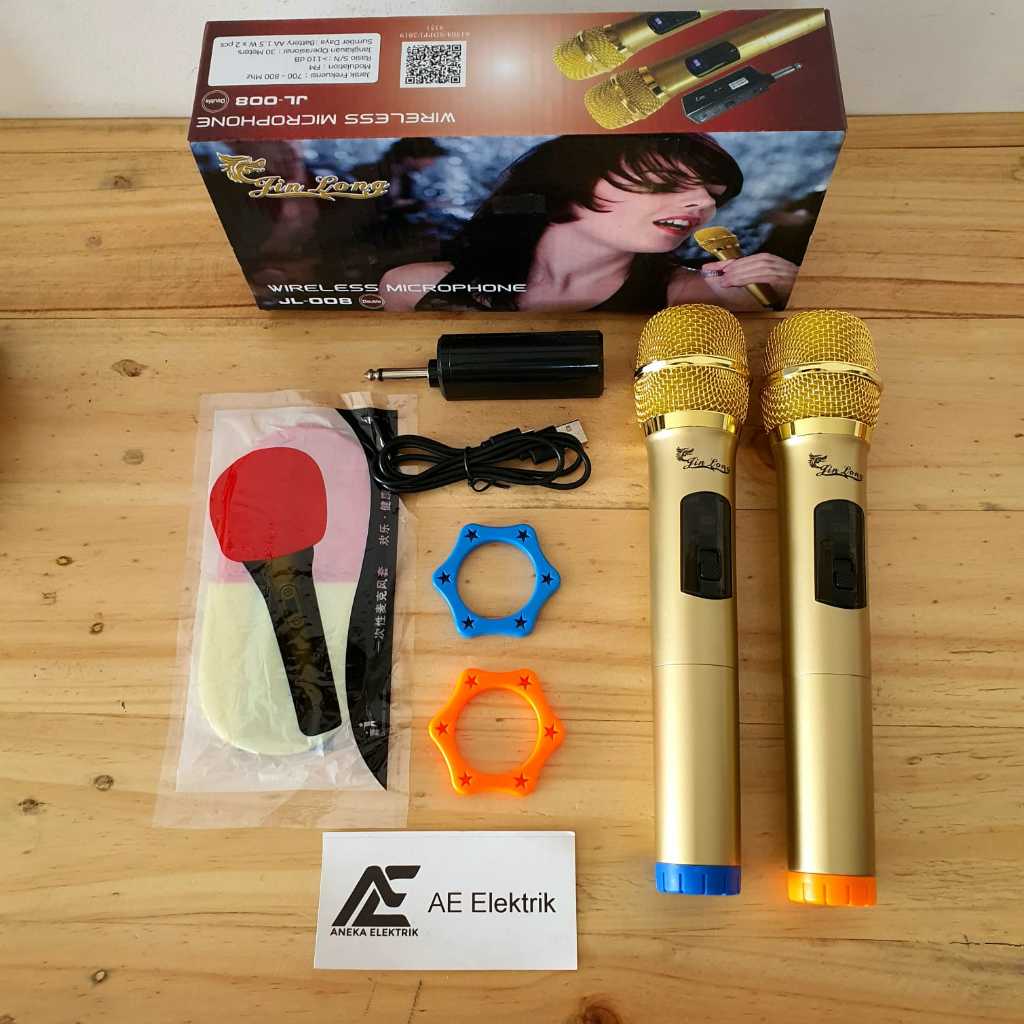 Mic Karaoke Jinlong JL-008 Microphone Wireless Double JL008