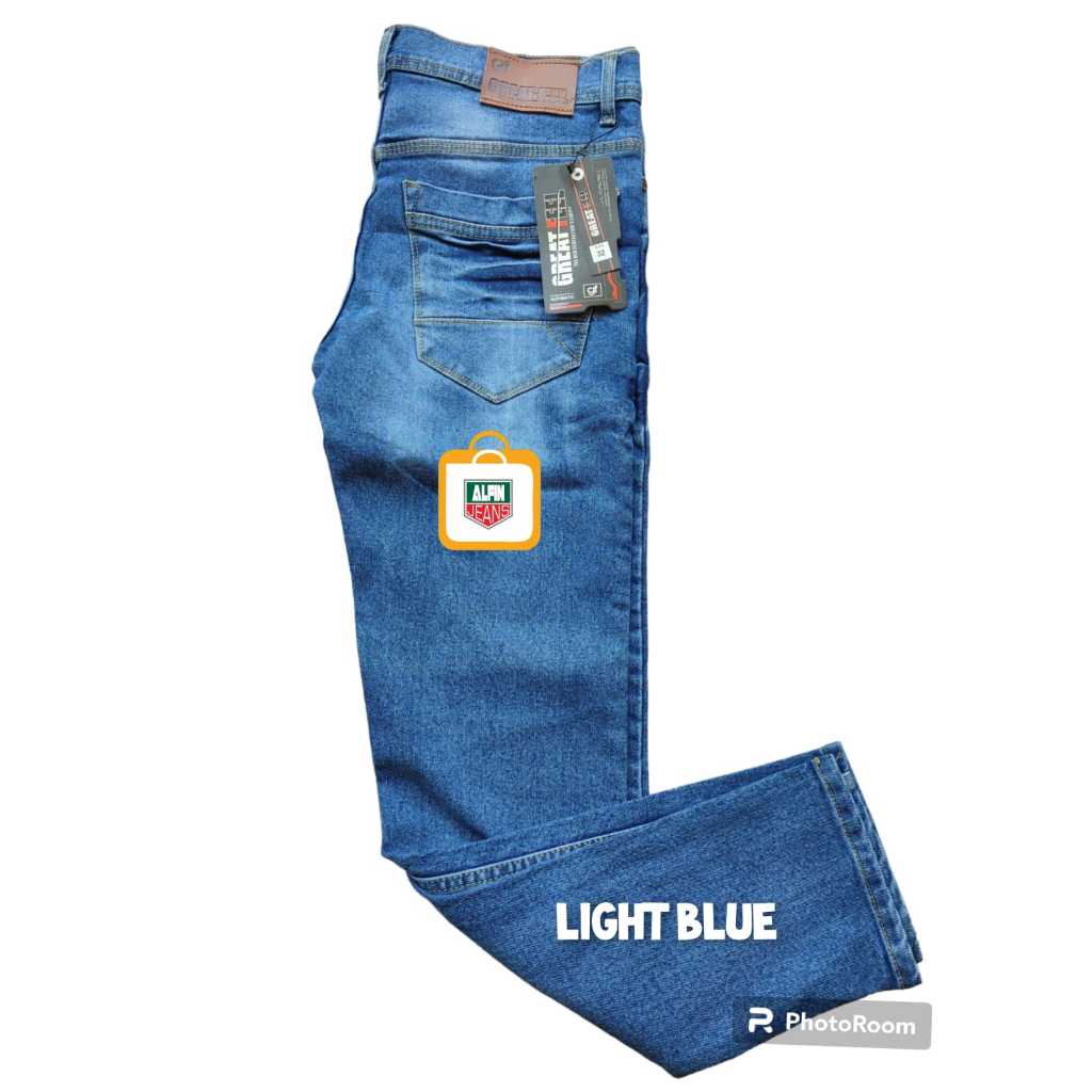 CELANA JEANS PRIA GREATFEEL LIGHT BLUE ORIGINAL XTRA SLIM FIT