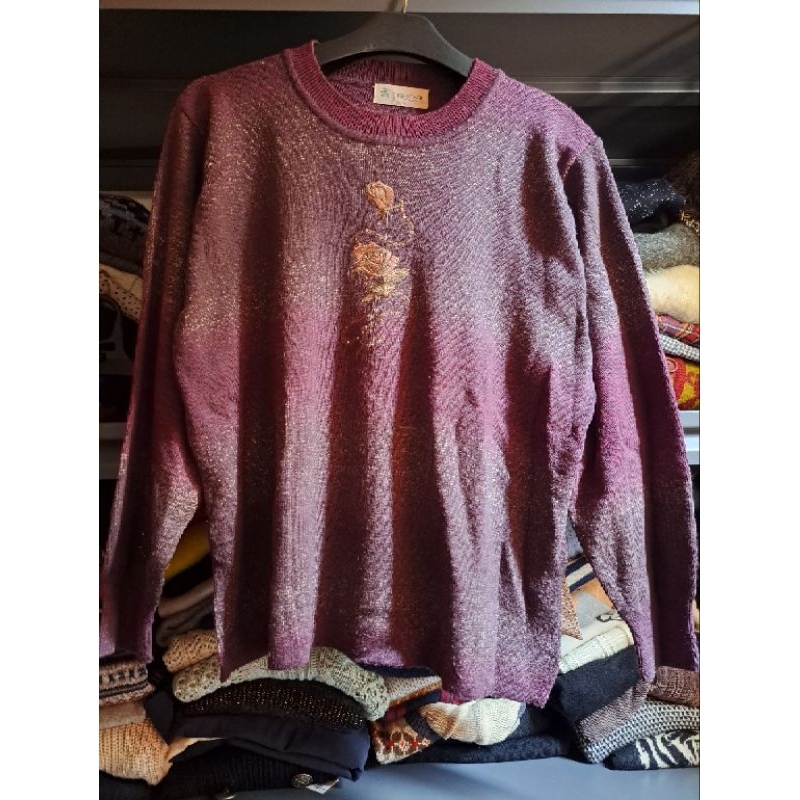 Sweater rajut warna magenta