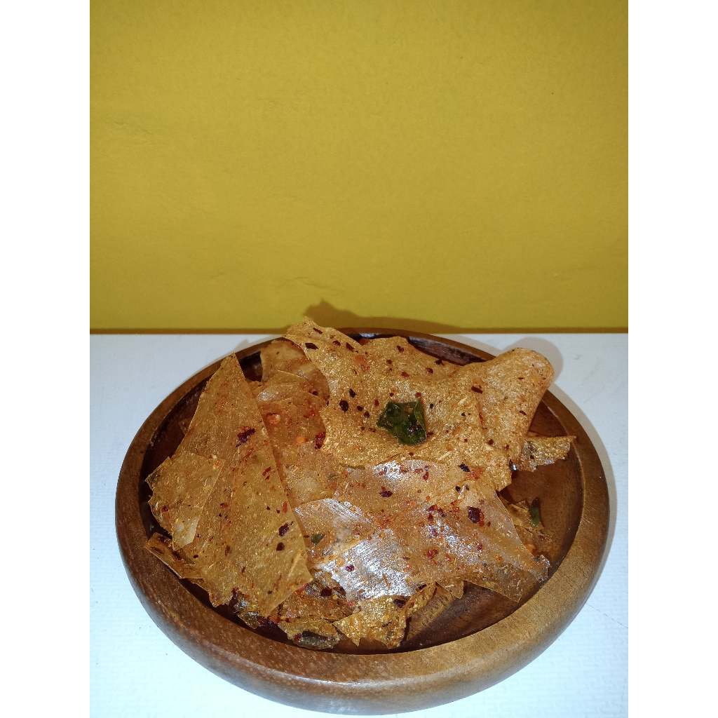 

Snack Kripca pedas daun jeruk/ Keripik kaca balado