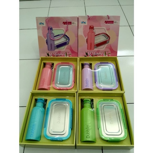 LUNCH BOX SET DUBBLIN TRUE LOVE / KOTAK BEKAL SET DUBBLIN STAINLESS STEEL