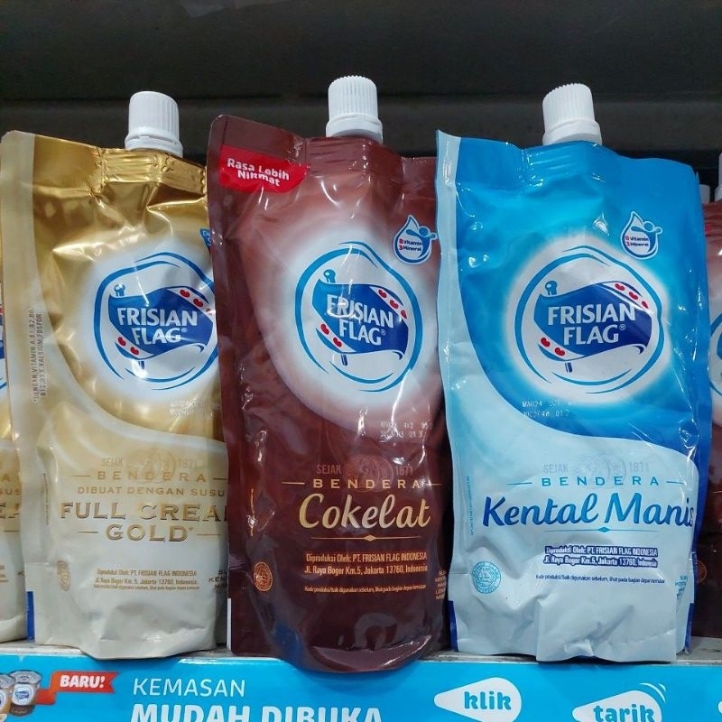 

FRISIAN FLAG POUCH 280gr Gold Coklat Biru