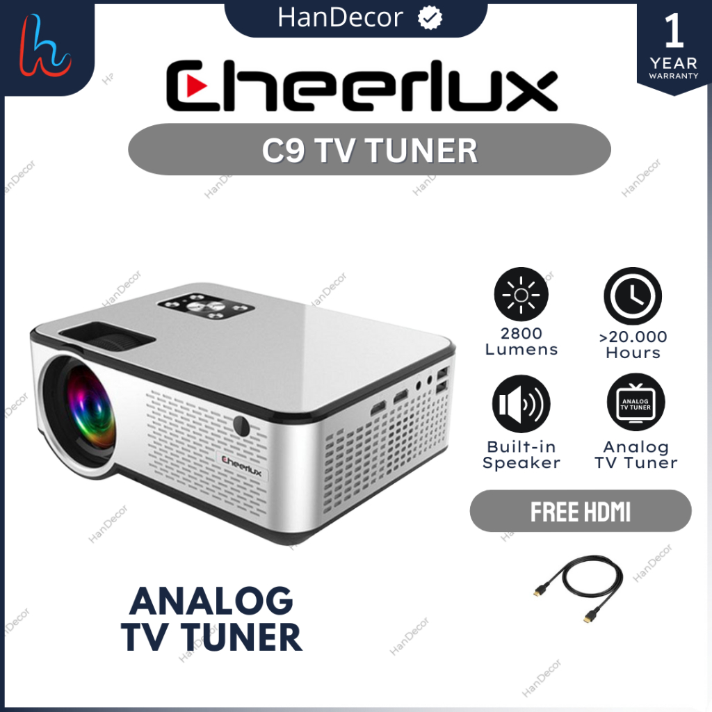 Mini Proyektor Cheerlux C9 Android 2800 Lumens / C9 Wifi Tv Tuner / C9 Tv Tuner Proyektor Konek HP