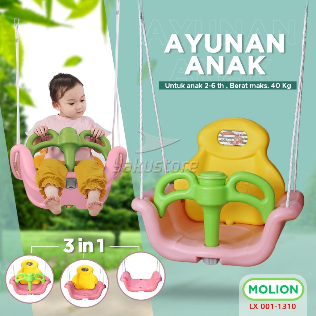 MOLION SNI Ayunan Anak Mainan Ayunan Kuda Kudaan Bermain Karakter Lucu Playground Safety Berstandar 