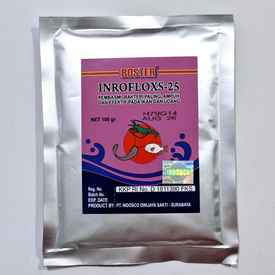 BOSTER 100gram INROFLOXS 25 Enrofloxacin HCl Antibiotik Ikan dan Udang