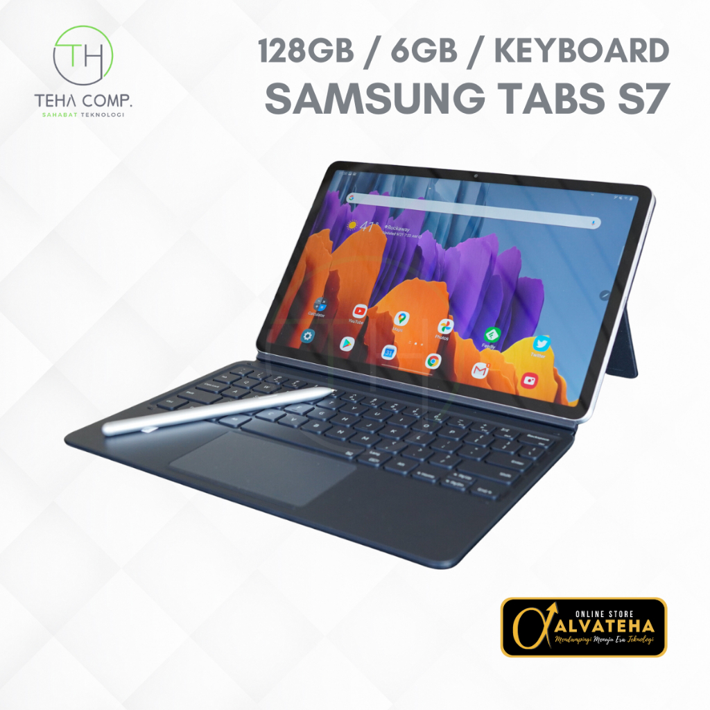 Tablet Samsung Tabs S7 Bekas Normal Plus Keyboard Cover 128Gb 6GB