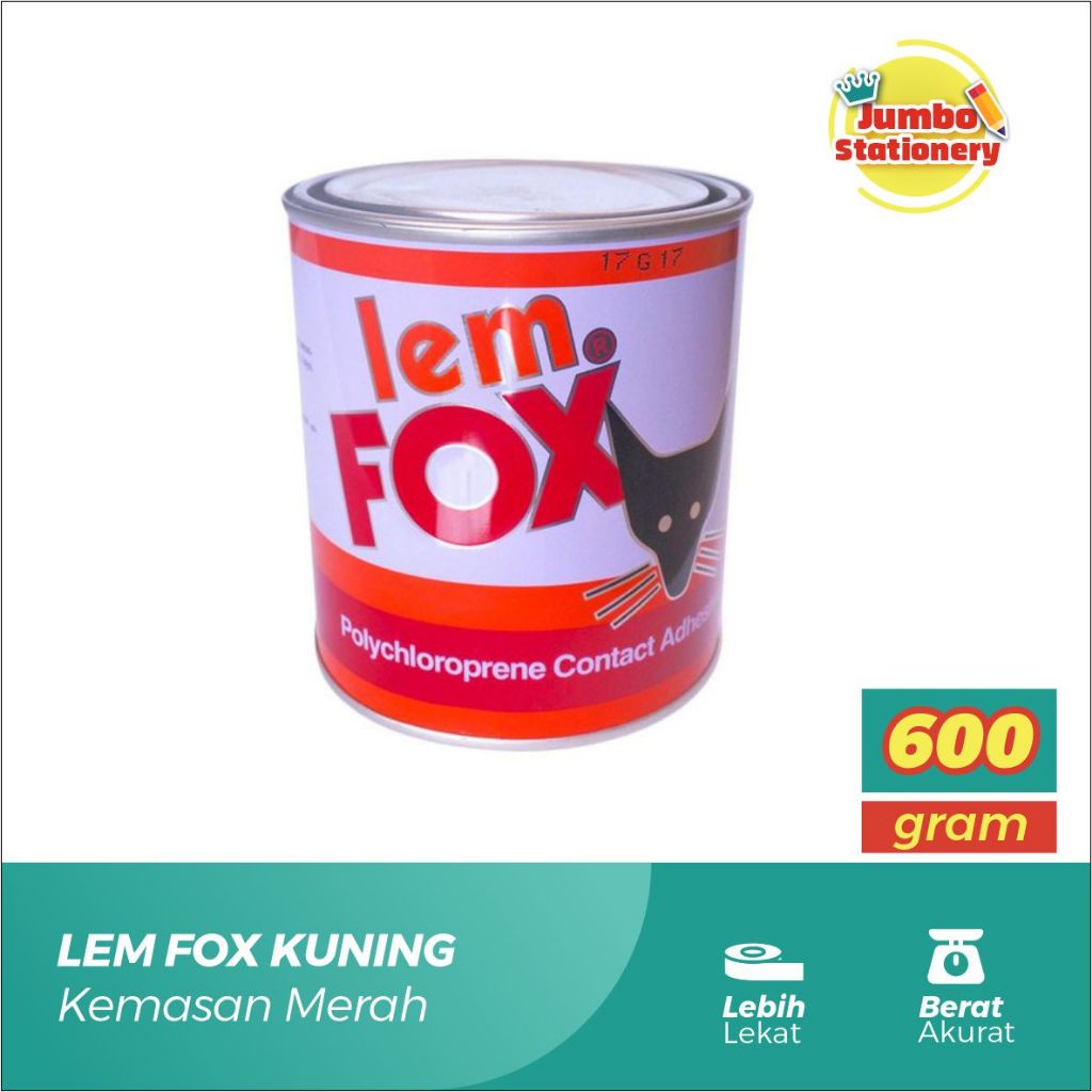 Lem Fox Kuning Kaleng 600gr Lem Fox Aibon Kuning Kaleng 600 gram Lem Serbaguna