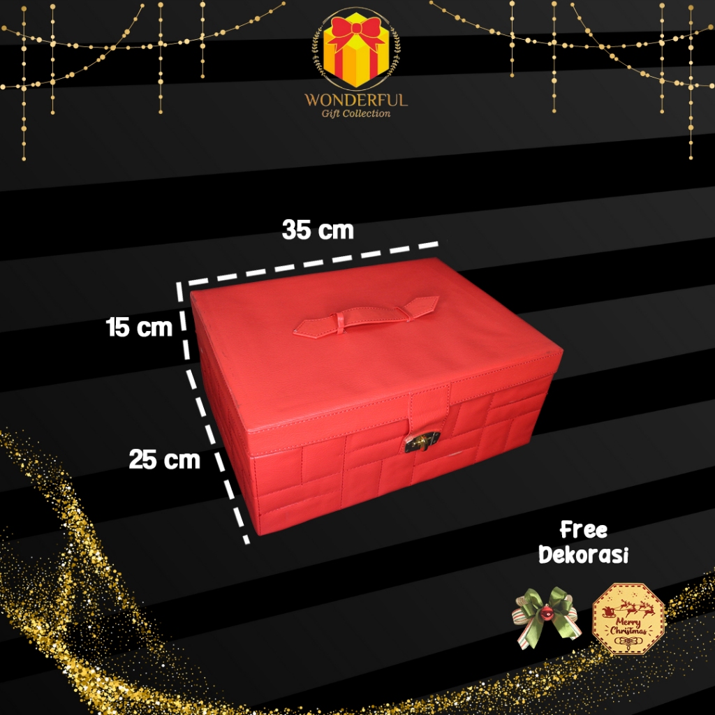 

Kotak Hampers Parcel Natal Model Koper /Parcel Imlek/Hardbox Merah Merry Chirtsmas PM03L