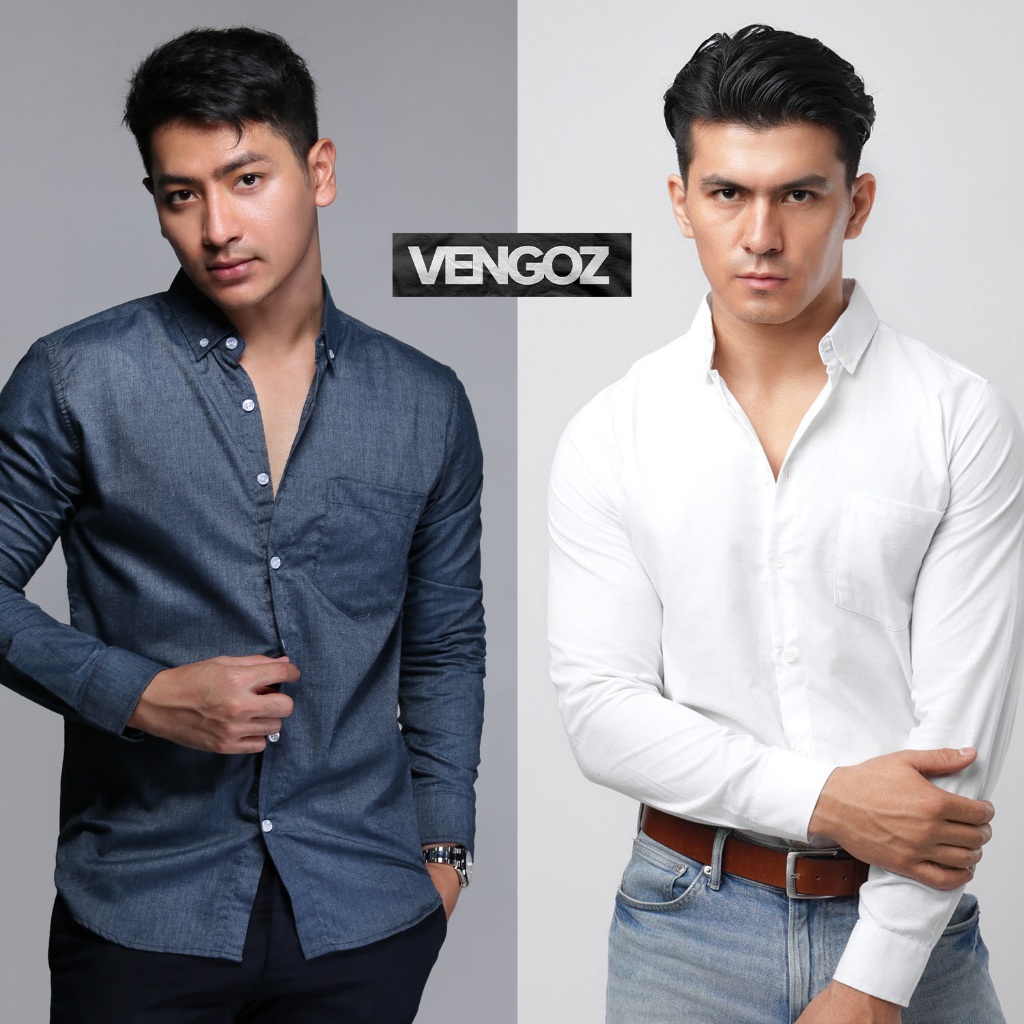 VENGOZ Atasan Kemeja Pria Slim Fit - Oxford Series LS Best Seller