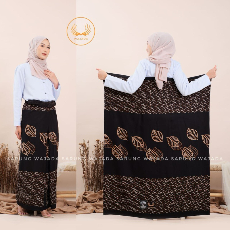 SARUNG SANTRI WANITA / SARUNG BATIK CABUTAN GUGUR DAUN / SARUNG GOYOR WANITA HITAM / SARUNG WANITA K