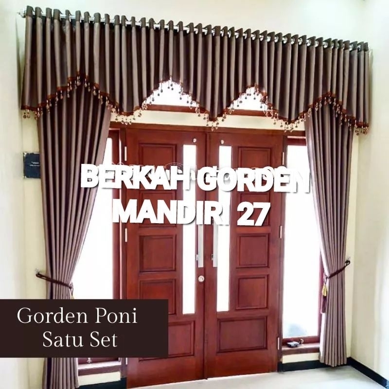 Satu set Gorden Poni Jendela dan Pintu Tengah Ruang Tamu Hordeng rumah minimalis gorden jendela panj