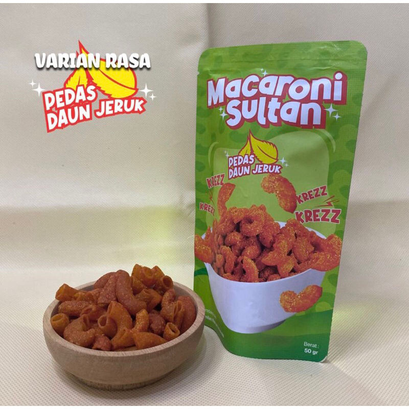 

Kletikan Huhhah - Cemilan Viral Macaroni Sultan Pedas Daun Jeruk (50g)