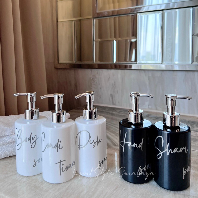 Musangjantan112 Botol Sabun Cair Aesthetic Hitam Putih Exclusive 250Ml Diamond Silver Luxury Bottle