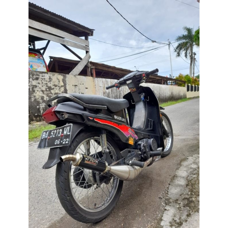 Knalpot Suzuki Crystal Kolong Samping Silencer Karbon TNX Racing Exhaust