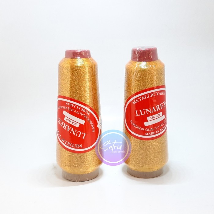 BENANG BORDIR METALLIC LUNAREX MADE IN JAPAN ISI 100GRAM EMAS