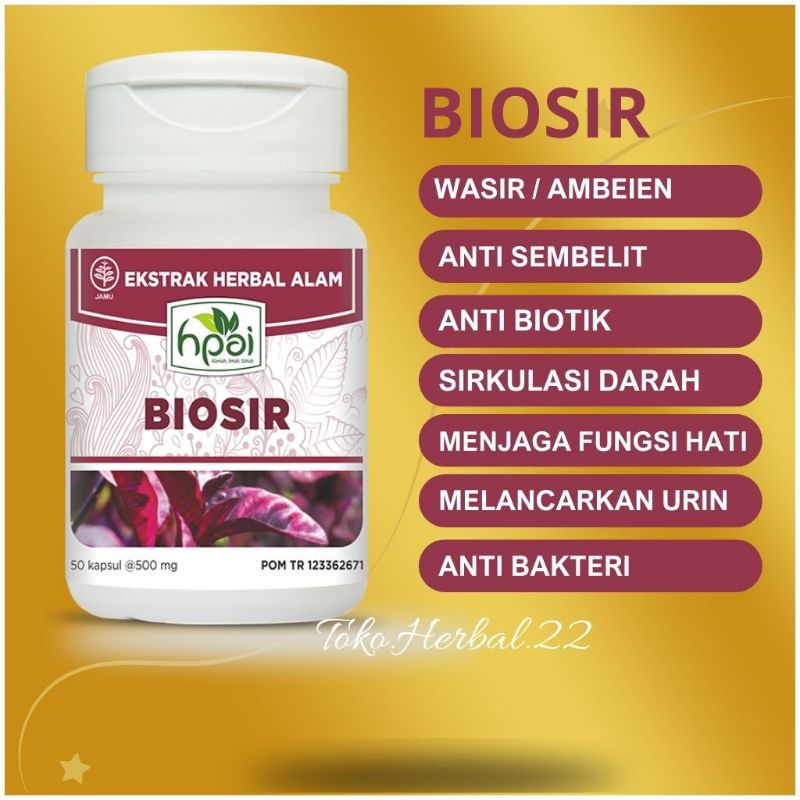 

Biosir HNI HPAI • Isi 50 Kapsul • Herbal Untuk Masalah Wasir Atau Ambeien