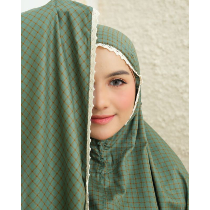 Mukena Katun Jepang Zlassica Pocket Gingham Peppermint