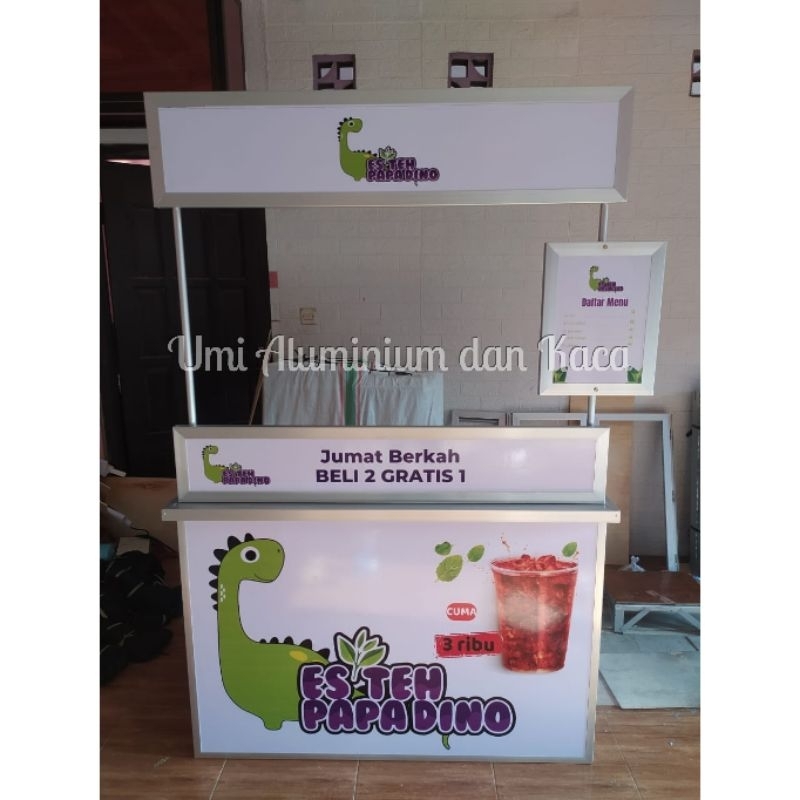Booth portable 120cm x 50cm tambah penghalang dan papan menu