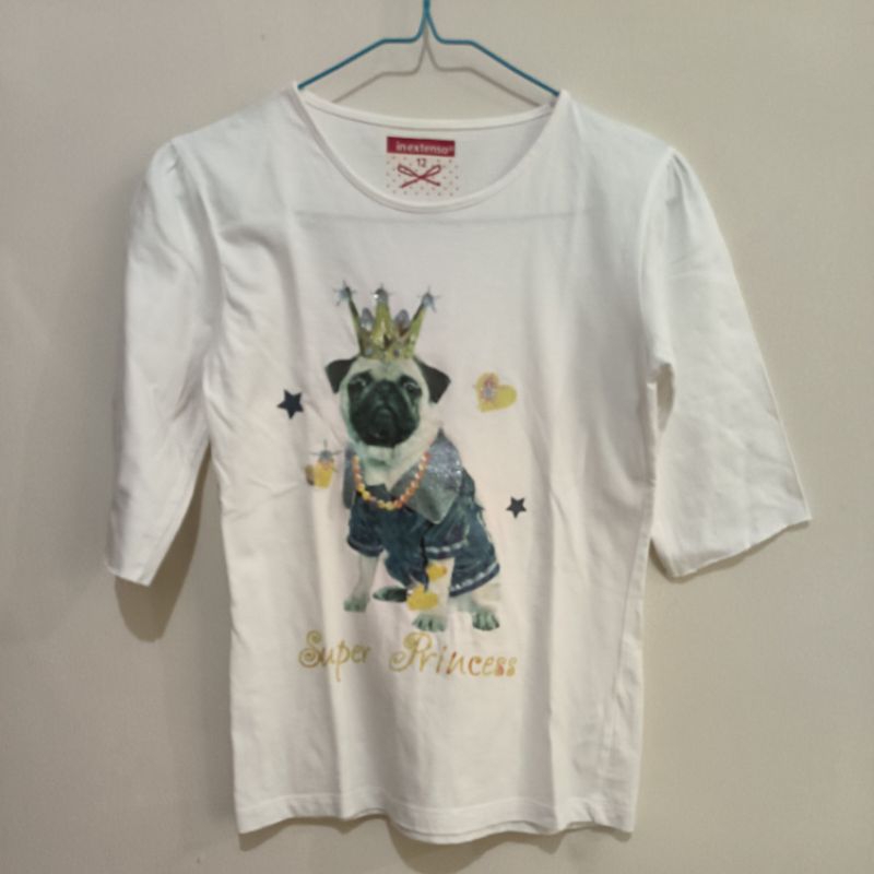 kaos putih anak motif doggy sz 12 in extenso