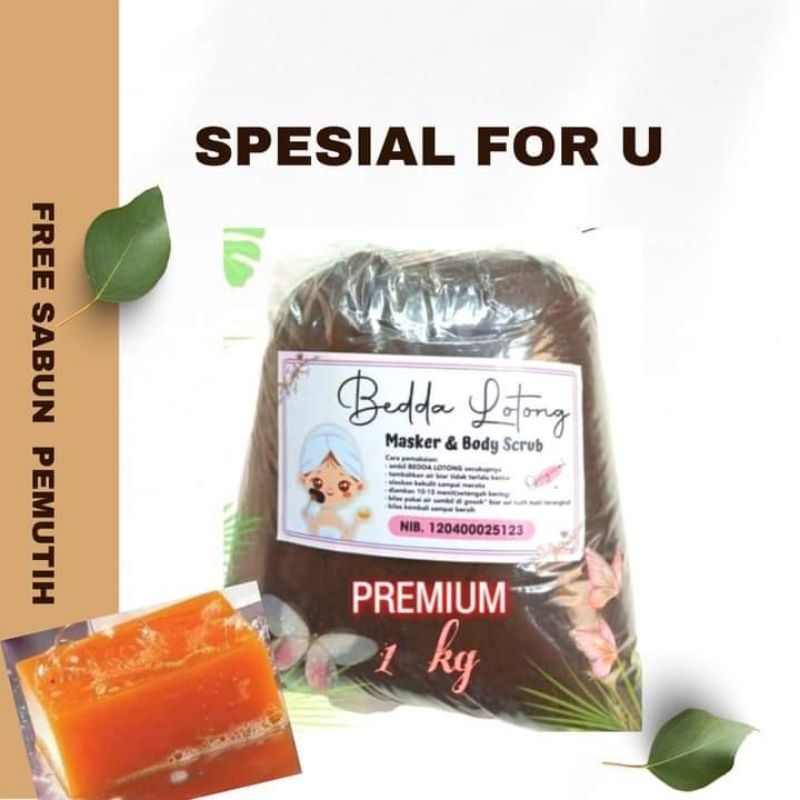 1 kg Lulur Bedda Lotong Kering+ sabun pemutih( free bonus Deodorant)