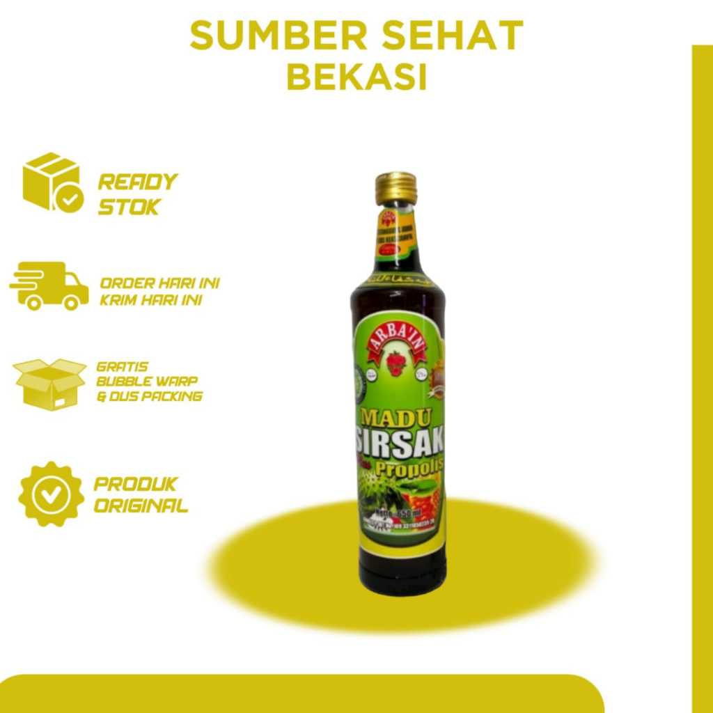 

Madu Sirsak Plus Propolis Arba'in 480ml Free Minyak Zaitun Aromaterapi Jasmin