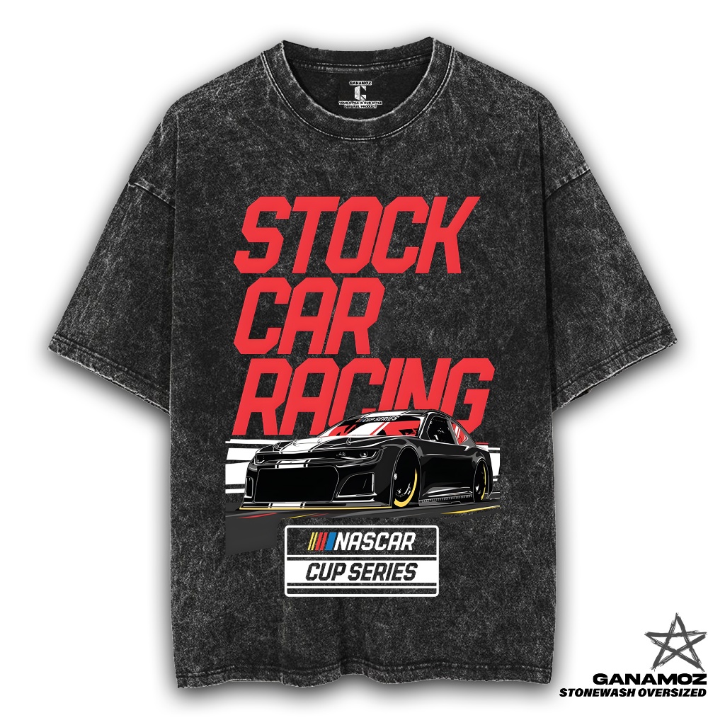 GANAMOZ Kaos Olahraga Nascar STOCK CAR RACING Stone Wash Oversize T-shirt | Kaos Oversize Wanita | K