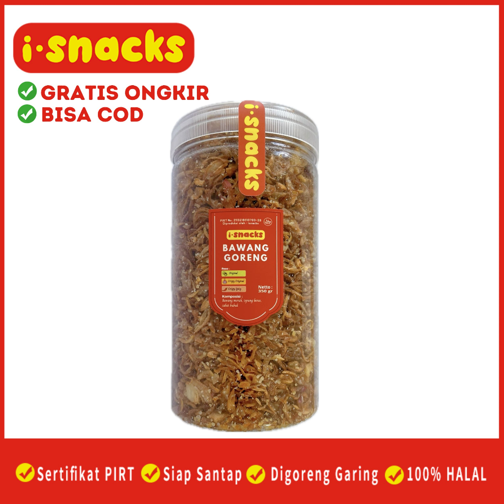 

isnacks Bawang Goreng Murni Tanpa Tepung Premium A+++