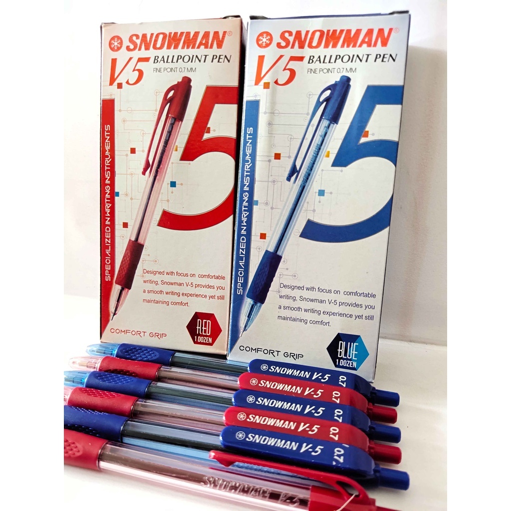 

Snowman Pulpen V5 0.7mm Pena Ballpoint Warna Biru