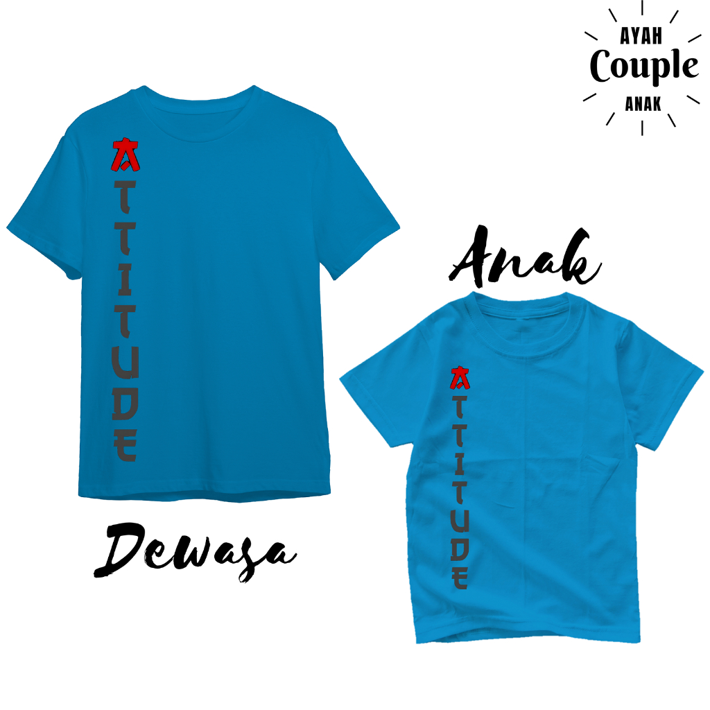 Kaos Couple Dewasa dan Anak / Baju Couple Ayah dan Anak / Kaos Distro Anak DIGITAL PRINTING BIRU TUR